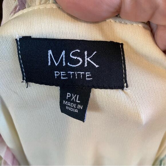 MSK Yellow Pink Ruffled Tie Front Sundress petite 14 wedding guest cottagecore - Picture 5 of 9